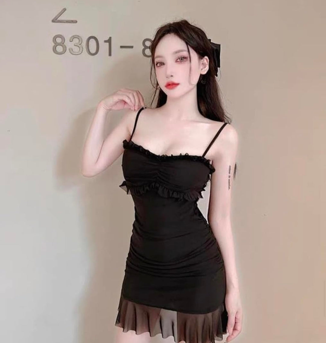 Black mini frill dress
