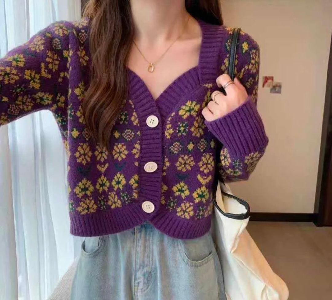 Floral Purple Cardigan