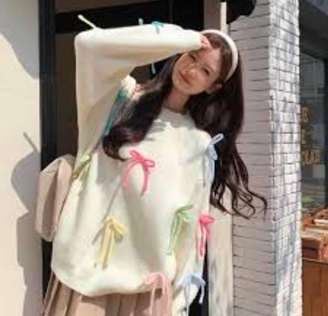Many crossings Sweater with Colorful Bow Detailing