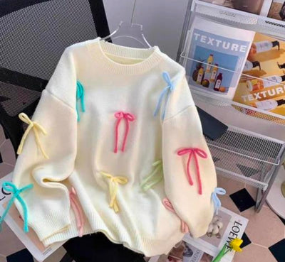 Many crossings Sweater with Colorful Bow Detailing