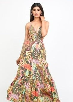 Boho V-Neck Cutout Maxi Dress